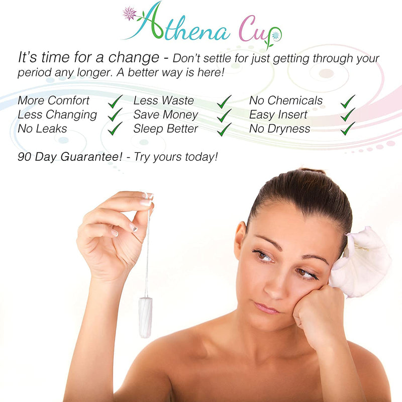 Menstrual Cups Set 2 Pack - (Large and Small) - Premium Reusable Period Cup Set for Regular and Heavy Flow - Insert Easier with The Athena Form Fit Rim - Solid Pink Size 1 and 2 - by Athena Cup Solid Blue - BeesActive Australia