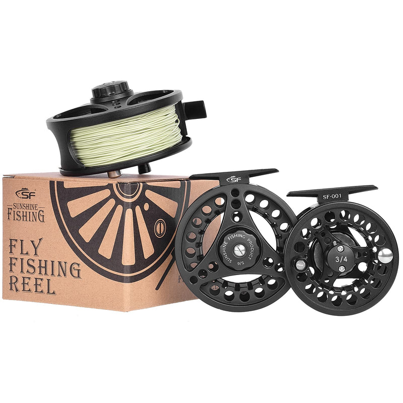 SF Weight Forward Floating Fly line Fly Fishing Line Moss Green 5wt 100FT Front Welded Loop & 5/6wt Fly Fishing Reel with Aluminum Alloy Body - BeesActive Australia