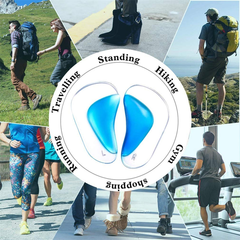 Pedimend Medicated Gel Flat Foot Arch Support Insoles Plantar Fasciitis Relief (2PAIRS-4PCS) Fallen Arches Heel Metatarsal Pads Morton Neuroma Orthopedic Care Shock Absorbers Reduce Stress & Pain Blue normal size - BeesActive Australia