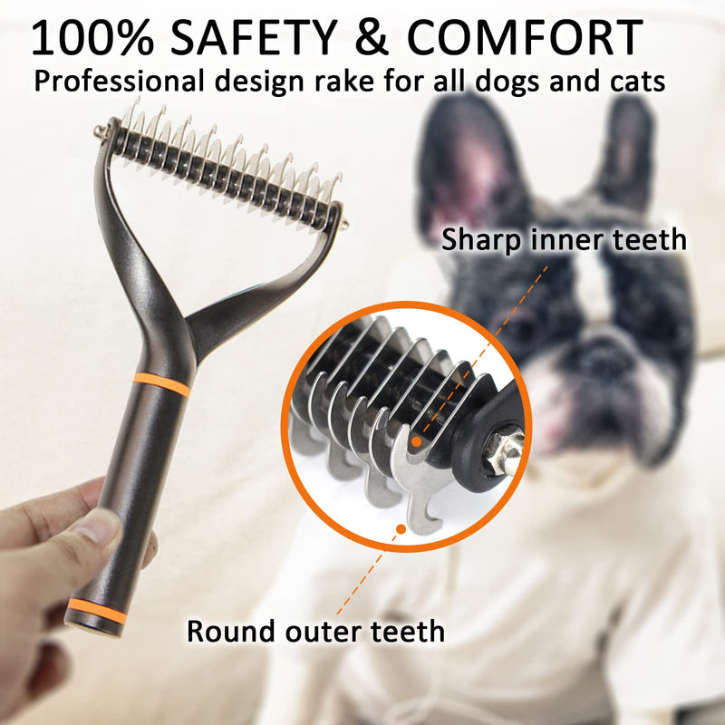 Pet Dog Cat Brush for Shedding and Dematting - Grooming Brush Double Sided Undercoat Rake Comb for Long Short Hair Dogs and Cats Black - BeesActive Australia