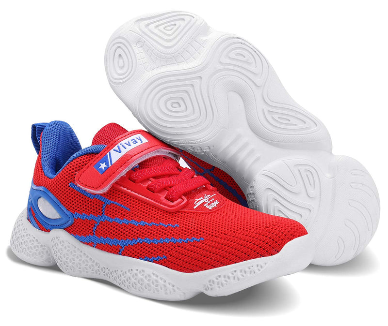 [AUSTRALIA] - MAYZERO Kids Tennis Shoes Running Sports Shoes Breathable Athletic Shoes Lightweight Walking Shoes Fashion Sneakers for Boys and Girls 2 Little Kid T-red 