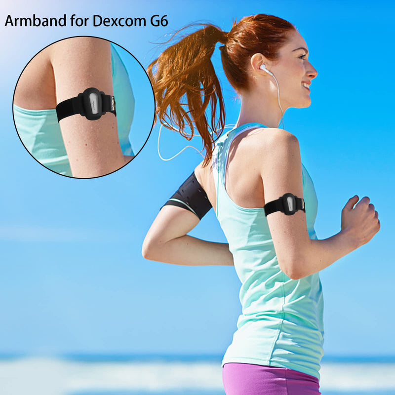 MGZNMTY Armband for Dexcom G6 Adhesive Patches Waterproof Accessories, CGM Continuous Glucose Monitor System Transmitter Sensor Cover, 7" to 20" Adjustable Arm Band (Black) Black - BeesActive Australia