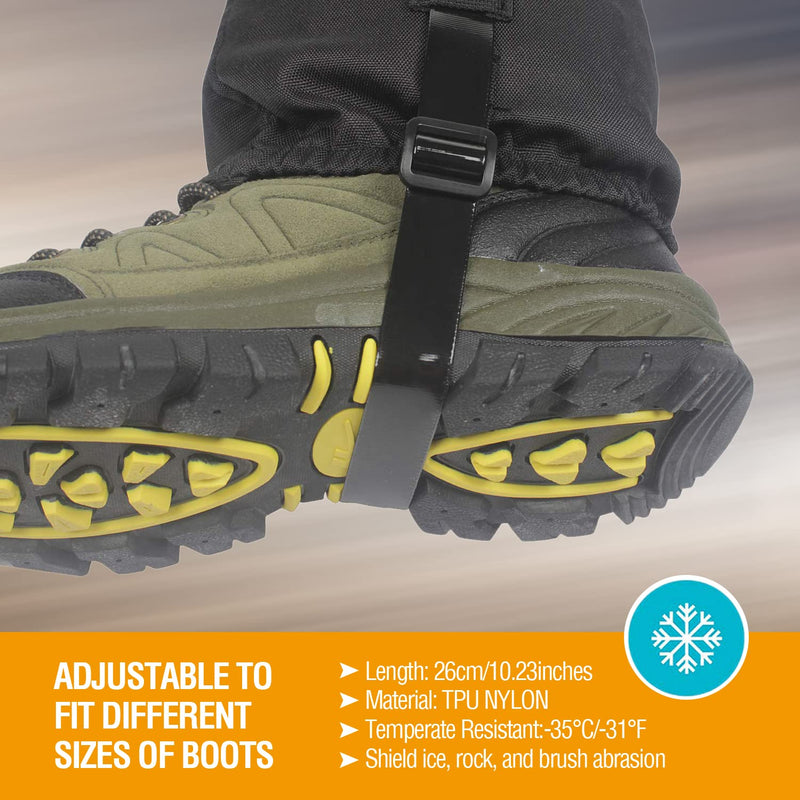 QTECLOR Leg Gaiters Waterproof Snow Boot Gaiters for Snowshoeing, Hiking, Hunting, Running, Motorcycle Anti-Tear Oxford Fabric, TPU Instep Belt Metal Shoelace Hook for Outdoor Black Large - BeesActive Australia