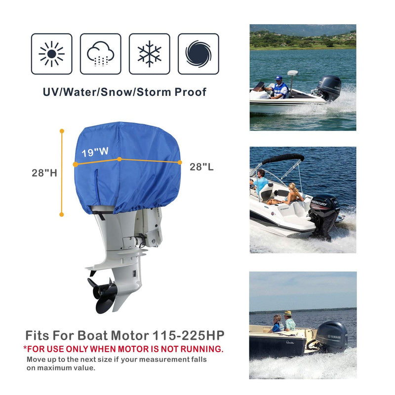 [AUSTRALIA] - Explore Land Outboard Motor Cover - Waterproof 600D Heavy Duty Boat Engine Hood Covers - Fit for 25-300HP Motor 115-225 HP 