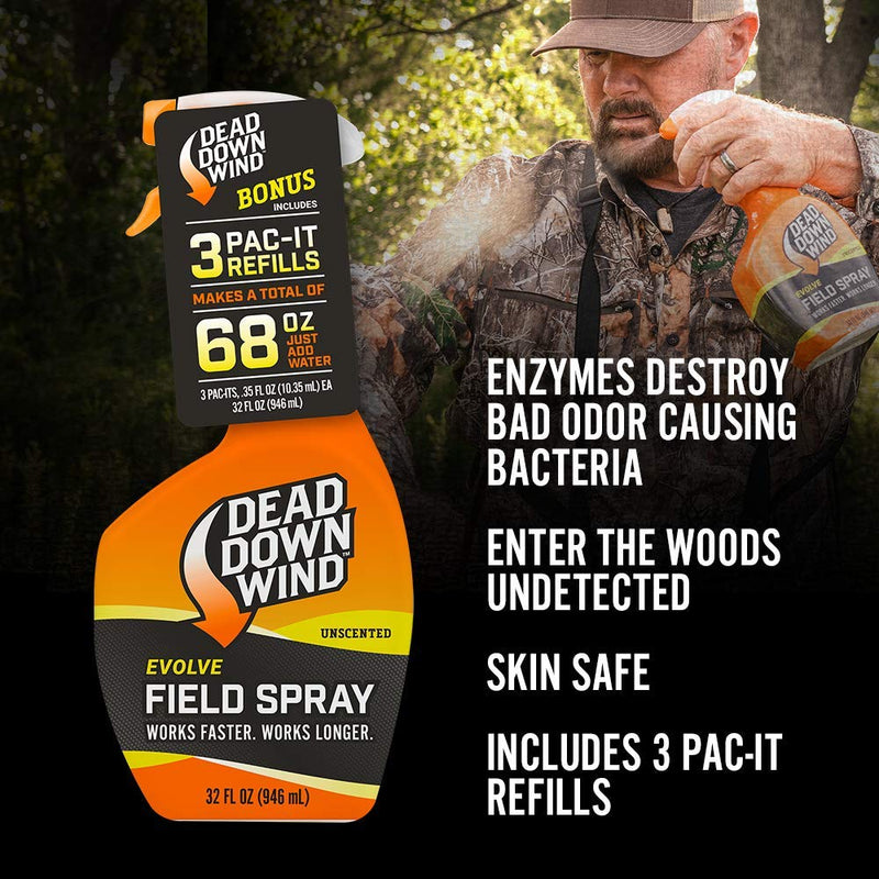 Dead Down Wind Evolve Field Spray 12oz Bottle and 3 Pac-It Refill Unscented Hunting Spray for Odor, Great for Hunting Accessories, Clothes, and Gear - BeesActive Australia