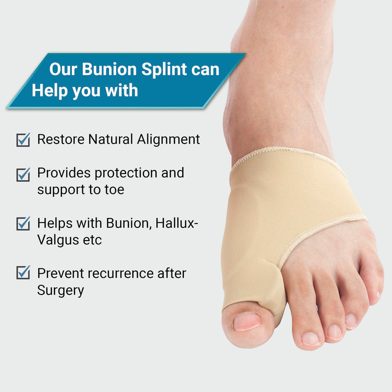 360 RELIEF Silicone Bunion Corrector with Gel Pads - Big Toe Separator, Straightener Hallux Valgus Pain Relief Soreness, Scientific Correction of Bunion | 1x Pair Beige, Large with Mesh Laundry Bag | L - BeesActive Australia