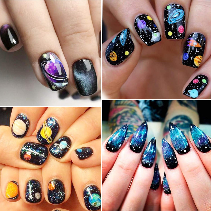 5 Sheets Nail Art Stickers for Kids and Girl, Self adhesive DIY Vast Starry Sky Spaceship Moon Nail Decals Nail Art Supplies, Nail Art Stickers for Nails Design Manicure Tips Decorations - BeesActive Australia