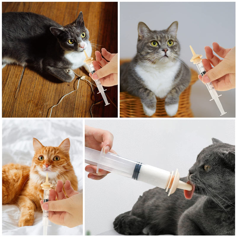 Pet Feeding Syringe with Nipple, Silicone Feeding Tools for Kitten Puppy Feeding Syringe for Newborn Cat Dog Small Animals Rabbits 1ml+3ml+5ml - BeesActive Australia