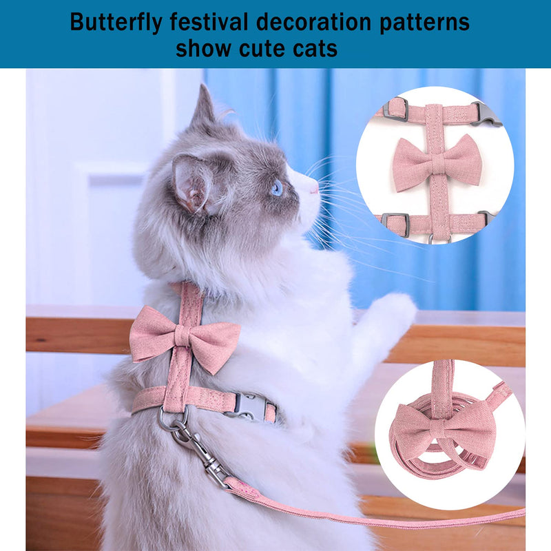 Cat Vest Harness and Leash, Cat Harness Escape Proof Escape Proof Mesh Breathable Adjustable Vest Harnesses for Cat H-Diagonal pull Walking with Safety Buckle BU S-L for Pet Kitten Puppy Rabbit Ferret Medium Pink - BeesActive Australia