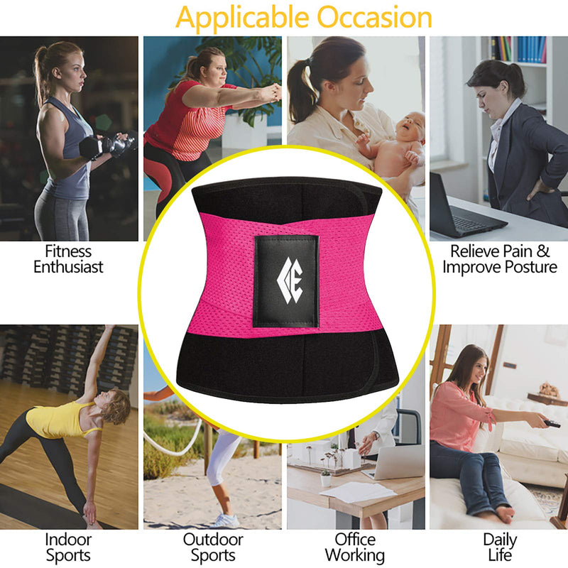 Waist Trainer Belt for Women Man - Waist Trimmer Weight Loss Ab Belt - Slimming Body Shaper Upgrade Fuchsia Medium - BeesActive Australia