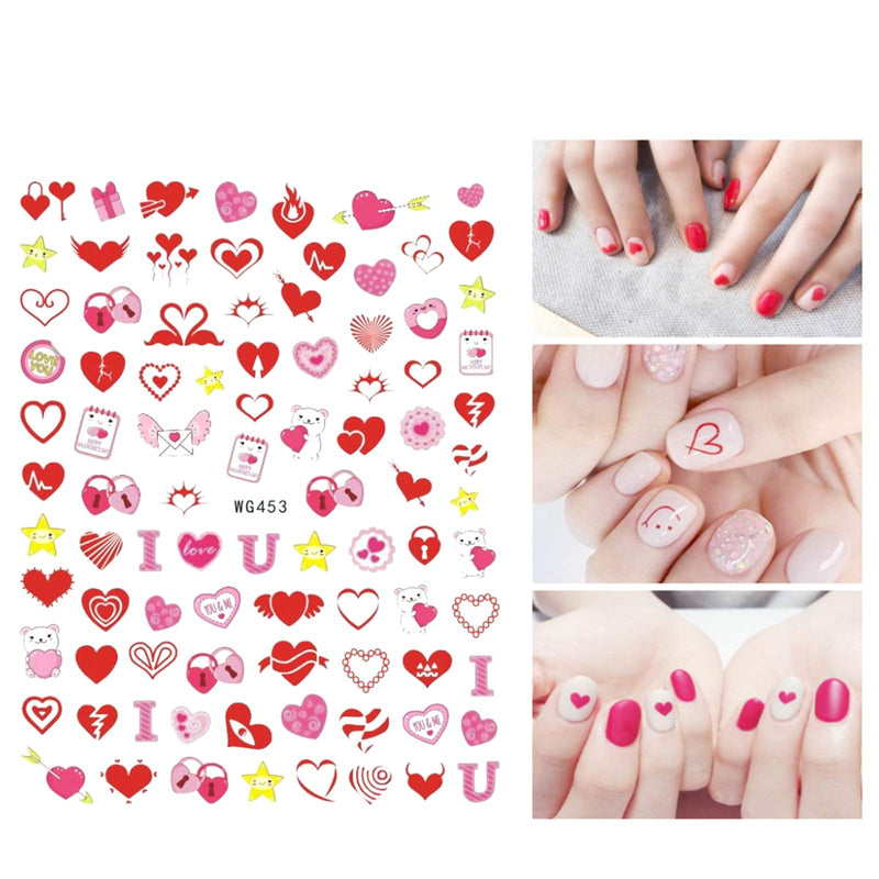 Valentine's Day Nail Art Stickers 3D Nail Decals Self-Adhesive Sexy Lips XO Love Kiss Heart Design Nail Sticker Romantic Valentines Nail Decorations Supplies for Women Girls Manicure Arts (8 Sheets) 8 Sheets - BeesActive Australia