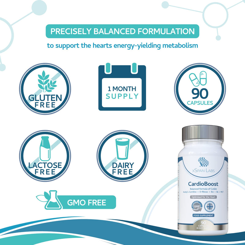 CardioBoost 90 Capsules – a Precise Balance of CoQ10, D-Ribose, Acetyl L-Carnitine, B Vitamins & Medium Chain Triglycerides for Normal Heart Function and to Reduce Tiredness & Fatigue - BeesActive Australia
