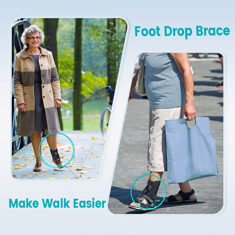 Sylong Afo Foot Drop Brace for Walking with Shoes Left & Right -L/XL L/XL - BeesActive Australia