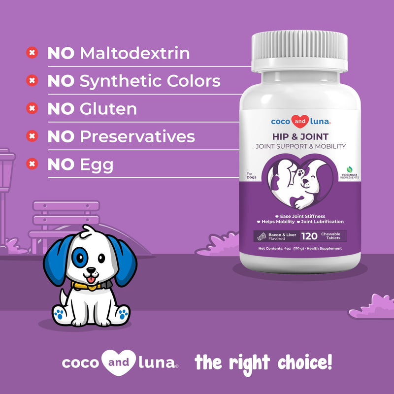 Glucosamine for Dogs, Hip and Joint Supplement for Dogs with MSM & Chondroitin, Joint Supplement for Dogs, Pain Relief for Dogs - 120 Chewable Tablets Tablet 120 Tablets - BeesActive Australia