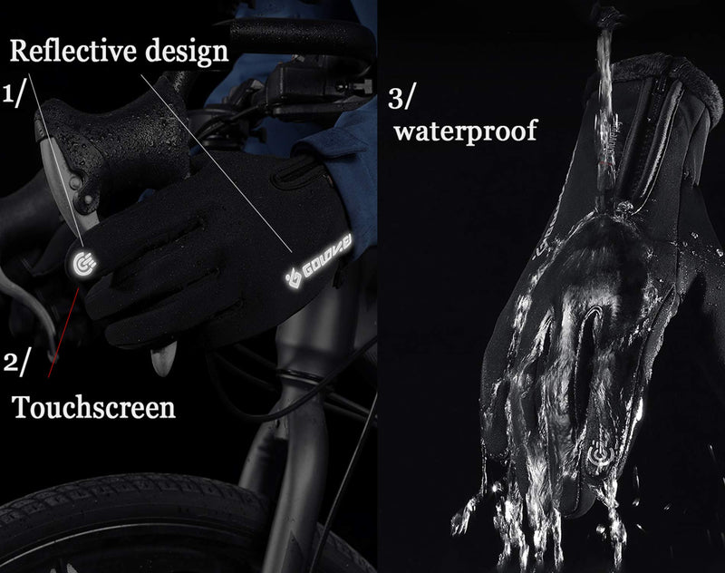 HITNEXT Bicycle Gloves, Mountain Bike Motorcycle ski Touch Screen Gloves, 2-Fingerless Winter Workout Biking Gloves for Men Womens Medium - BeesActive Australia