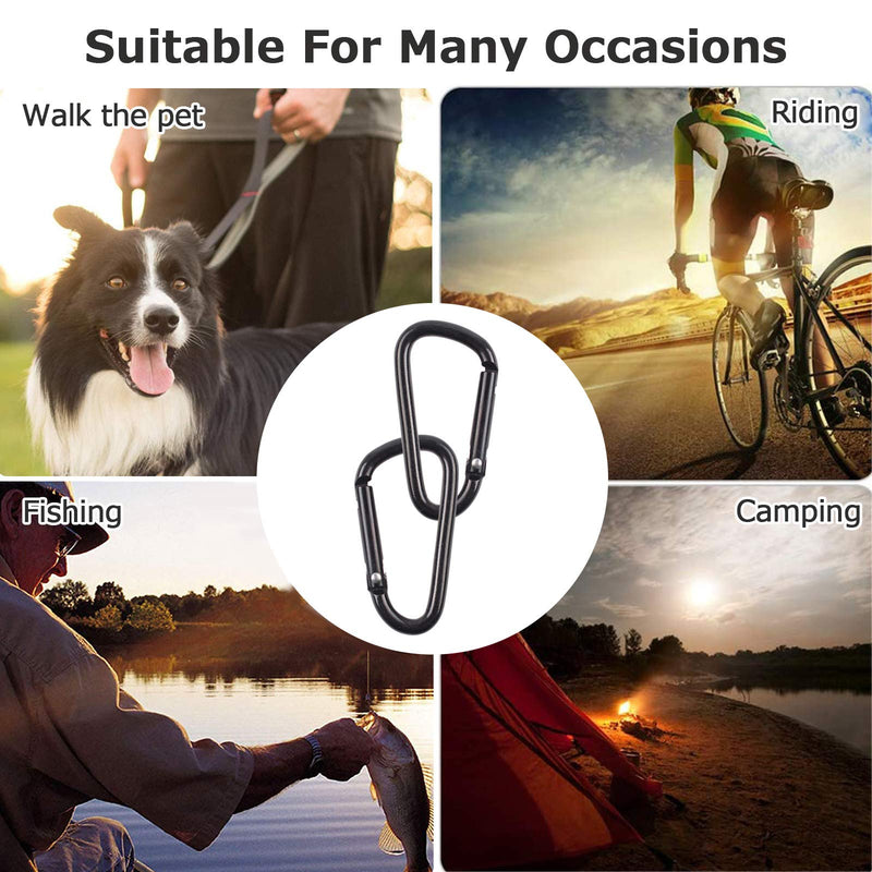 OMUKY Multicolor Carabiners Hook Clips Camping Accessories Buckle for Outdoor Hiking Traveling Black D Ring-10pcs - BeesActive Australia