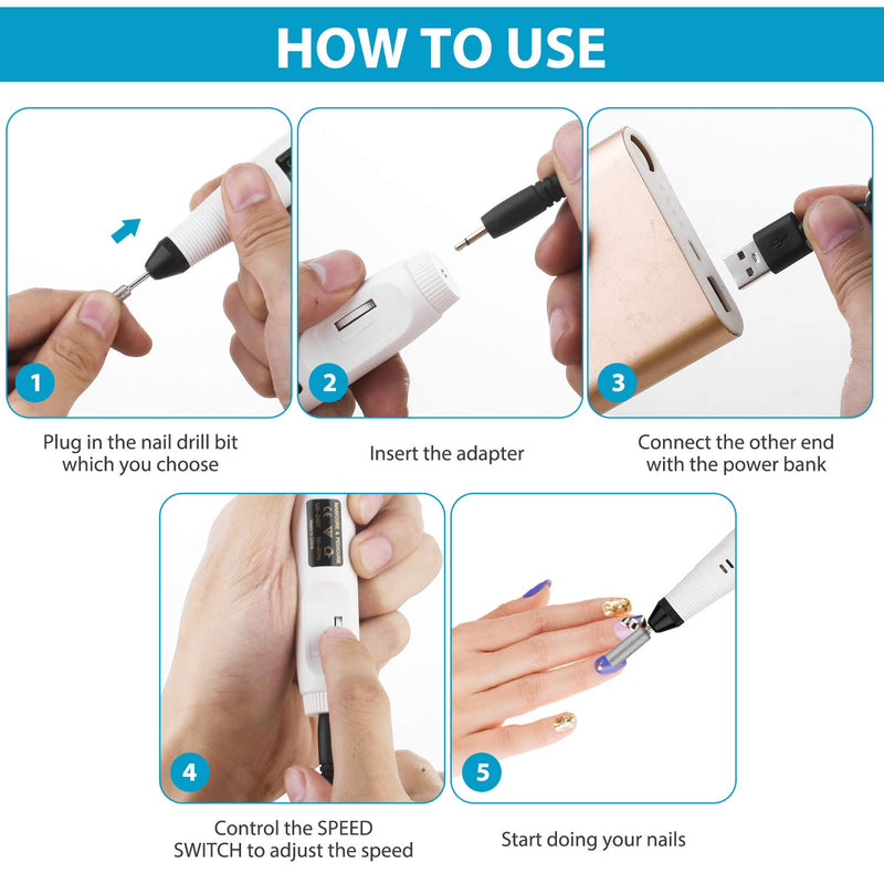icyber Electric Nail Drill, Nail Drill Machine Nail File Kit,Manicure Pedicure Polishing Pen Shape Tools for Acrylic-White - BeesActive Australia