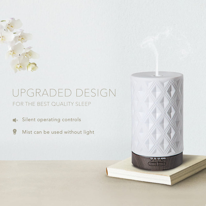 Earnest Living Essential Oil Diffuser for Home White Ceramic Aromatherapy Diffuser 100ml Timers Night Lights Auto Off Function Essential Oils for Diffusers for Home Electric Aroma Diffuser Office Gift Ceramic Gleam 100ml - BeesActive Australia