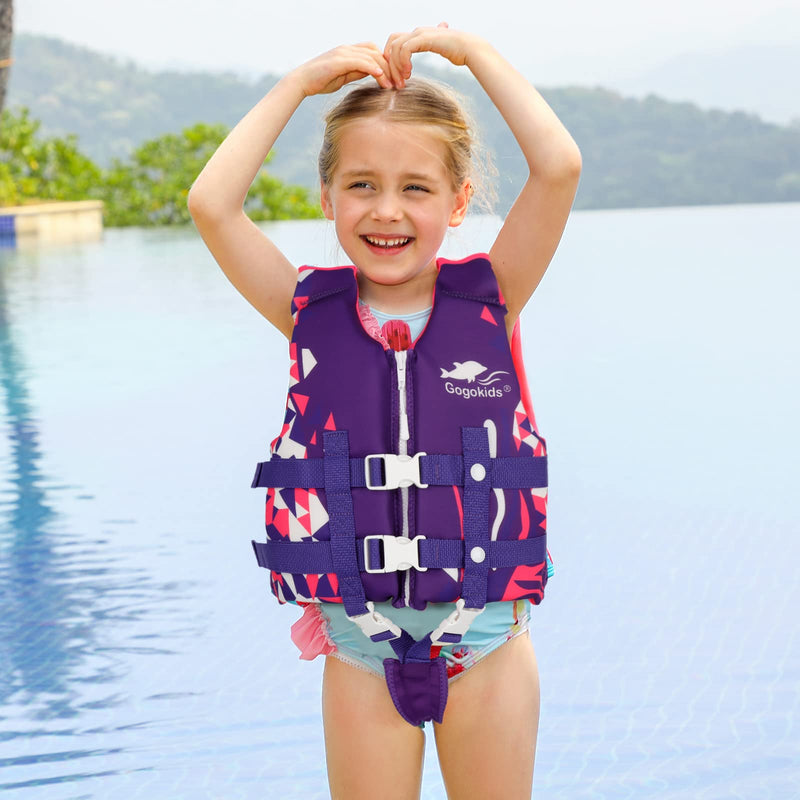 Gogokids Kids Swim Vest Float Jacket - Boys Girls Buoyancy Swimsuit Children Floating Swimwear Adjustable Strap, Toddler Learn to Swim Large Purple - BeesActive Australia