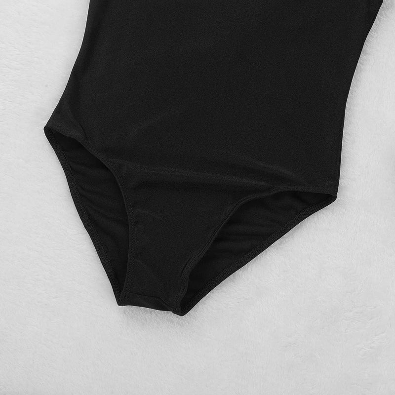 [AUSTRALIA] - CHICTRY Girls Basics Slim Cotton Camisole Leotard with Back Detailing for Dance Gymnastics and Sport 7-8 Splice Lace Black 