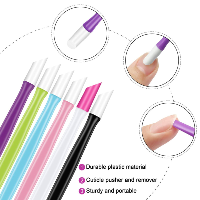 36 Pieces Glass Crystal Nail Files and Plastic Cuticle Pusher Rubber Handle Fingernail File Manicure Tools, Gradient Rainbow Color Buffer Manicure Tool Set for Natural Nail - BeesActive Australia