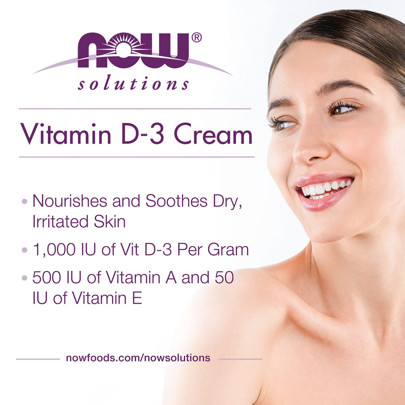 NOW Solutions, Vitamin D-3 Cream 1,000 IU Per Gram, High-Potency, Intense Moisture, 4-Ounce - BeesActive Australia