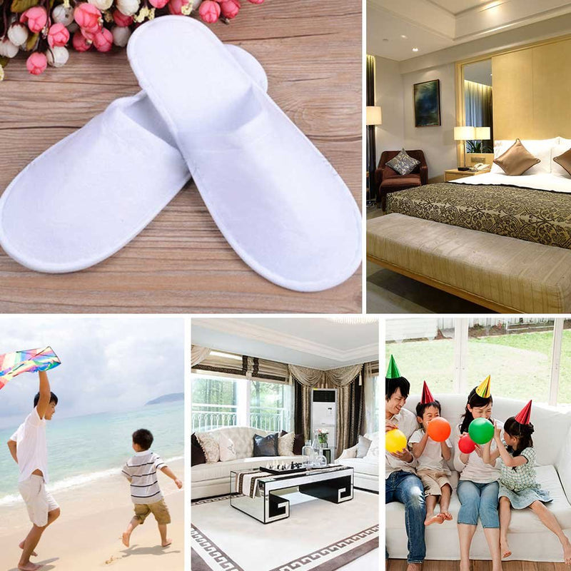 Fdit 10 Pairs/Lot Disposable Guest Slippers Travel Hotel Slippers SPA Slipper Shoes Comfortable White - BeesActive Australia