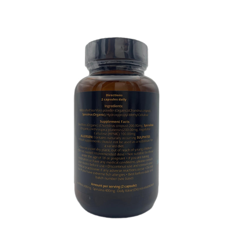 Organic Irish Sea Moss Capsules | 60 Vegan Capsules | GMO Free | Gordon Watkins Exclusive Botanical Blend (Spirulina) Spirulina - BeesActive Australia