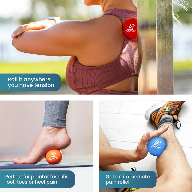Beenax Lacrosse Massage Ball - Perfect for Trigger Point Therapy, Myofascial Release, Plantar Fasciitis, Deep Tissue, Muscle Relief, Rehab, Physio - Designed to Relieve Stress and Relax Tight Muscle Purple - BeesActive Australia