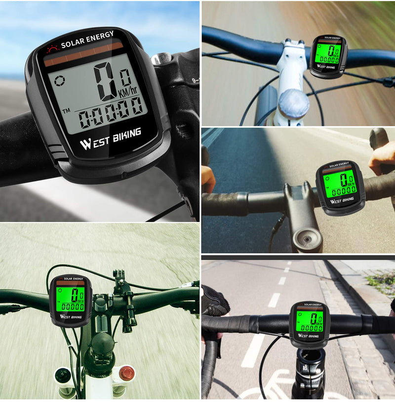 ICOCOPRO Bike Computer with Solar Energy Bicycle Speedometer and Odometer Wireless Waterproof Cycling Computer LCD Backlight Automatic Wake-up & Multi-Functions - BeesActive Australia