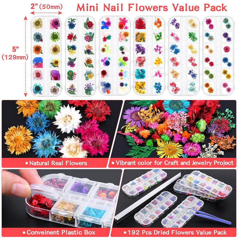 6 Boxes Dried Flowers for Nail Art, Audab 190 Pcs Nail Dried Flowers Mini Resin Flowers for Nail Art Resin Decoration - BeesActive Australia