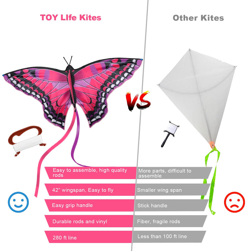 TOY Life Butterfly Kite for Kids Easy to Fly Large Kids Kite - Kites for Kids and Adults Easy to Fly Big Beach Kites for Kids Age 4-8-12 Idea Gift for Children Outdoor Game Activities Beach Trip 2 Pack - BeesActive Australia