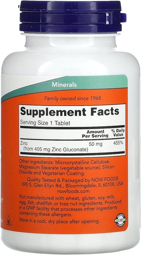 [Set of 2] NOW FOODS Zinc Gluconate (50mg) 250 tabs [Parallel import goods] - BeesActive Australia