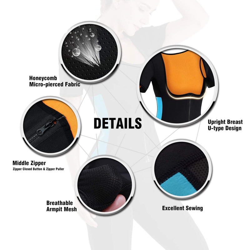 NonEcho Women Sauna Body Shaper Sweat Suit Sleeve Spa Cami Hot Neoprene Slimming Workout Vest Waist Trainer Top Black Medium - BeesActive Australia