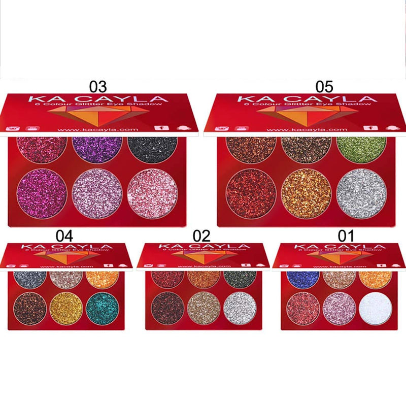 Kisshine Glitte Eyeshadow Palette Party Diamond Shimmer Eyeshadows Brown Long Lasting Waterproof 6 Blend Color Highly Pigmented Eye Makeup Cosmetics Gift For Women and Girls Pack of 1 (B-Red 05#) B-Red 05# - BeesActive Australia