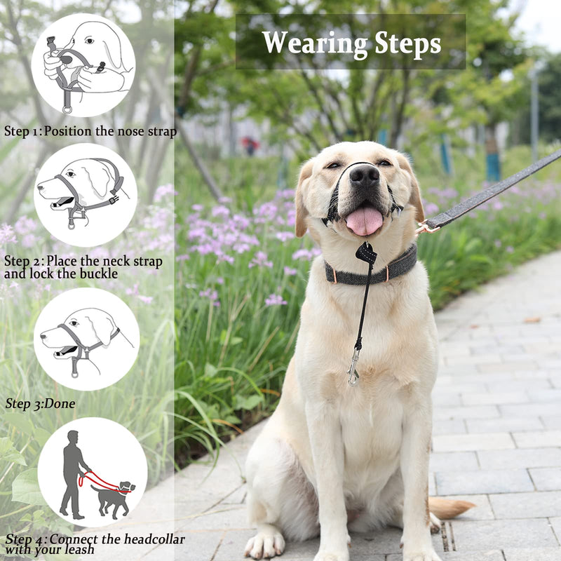 Dog Head Collar, No Pull Head Halter with Soft Padding, Durable Headcollar for Medium Large Dogs, Free Training Guide Included Red Pad/ Black - BeesActive Australia