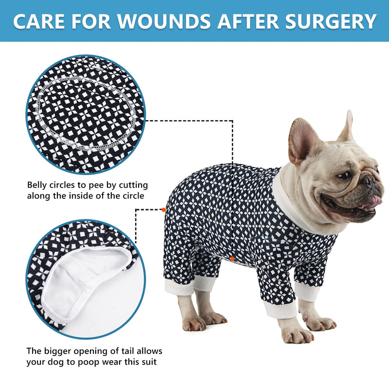 Etdane Small Dog Onesies Surgical Recovery Suit Long Shirt Pet Cold Weater Vest for Home Outdoor Medium Black/White Flower - BeesActive Australia