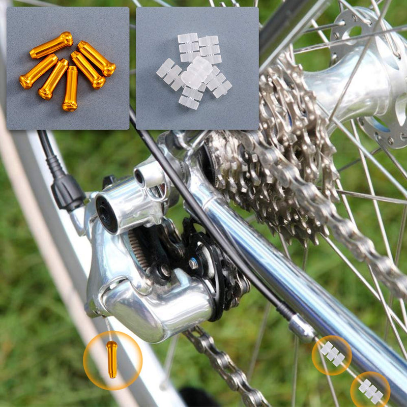 HZJD 48PCS Cable End Crimps, Bike Brake Cable caps, Cable Caps for Bike Shift Alloy，Bicycle Brake Cables End Caps, 6PCS O-Ring Brake Cable Rubber Donuts - BeesActive Australia