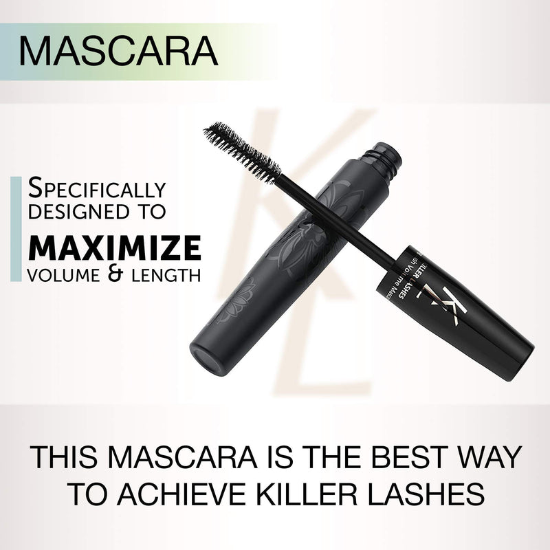 KL Killer Lashes Mascara Black and Ultimate Fiber Lash Extender for Fuller Longer Lashes Set Black Mascara and Lash Extender - BeesActive Australia