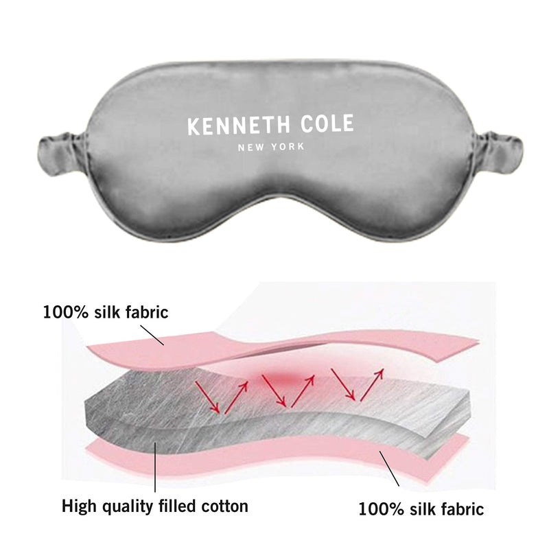 Kenneth Cole Satin Eye Mask - Eyeshade with Elastic Strap Blocks Light Like A Boss and Gets You The Best Night's Sleep Ever Grey - BeesActive Australia