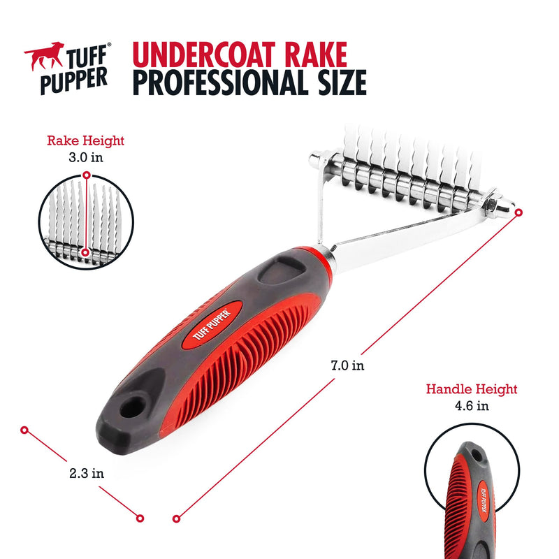 Tuff Pupper Dog Undercoat Rake Tool | Easily & Safely Remove Dead, Matted Or Knotted Hair | Ergonomic Dematting Comb For Thick Coats | Non-Slip Safety Handle Provides Precision Control Against Knots - BeesActive Australia