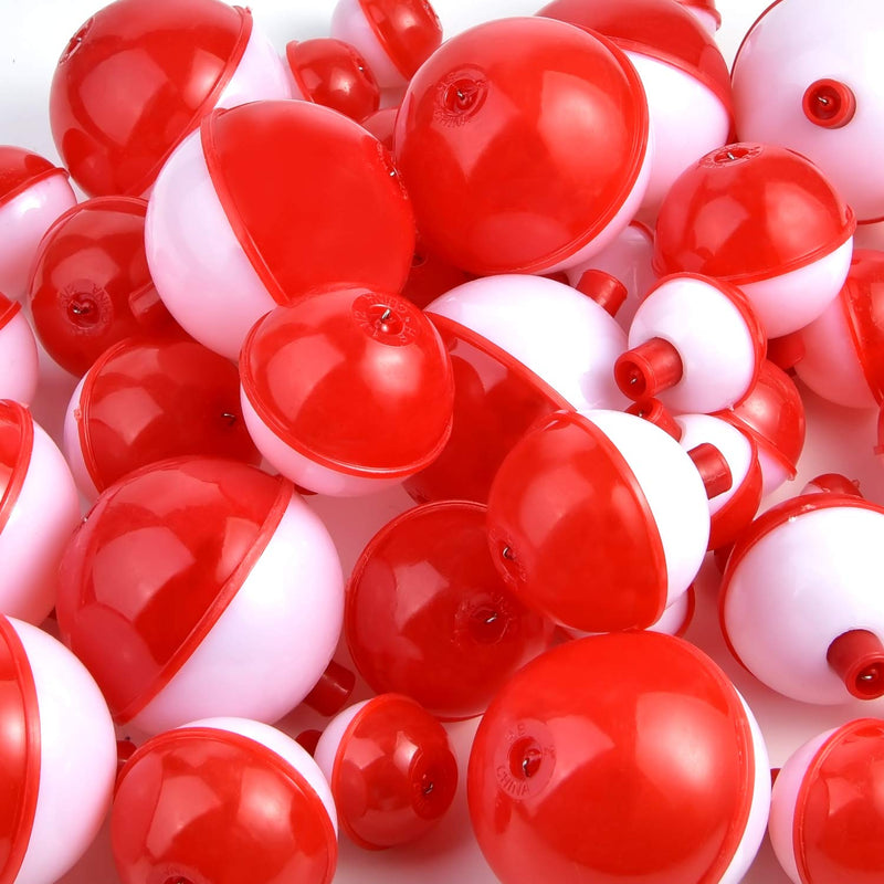 [AUSTRALIA] - Coopay 30pcs-50pcs/lot Hard ABS Fishing Bobbers Set Snap on Red/White Float Bobbers Push Button Round Buoy Floats Fishing Tackle Accessories 0.5+1+1.25+1.5+2=50pcs 