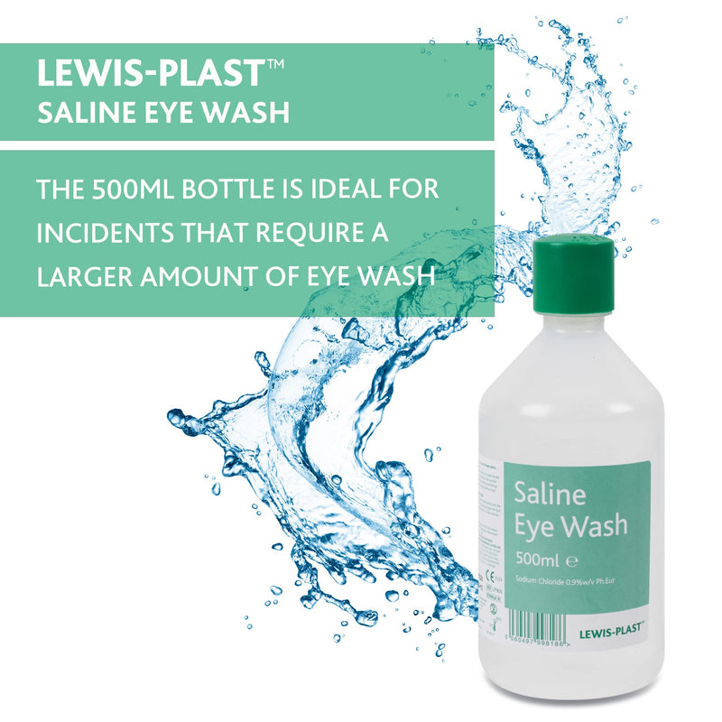 Lewis-Plast Saline Eye Wash Solution, 500ml Bottle for Safe and Effective Eye Care - BeesActive Australia