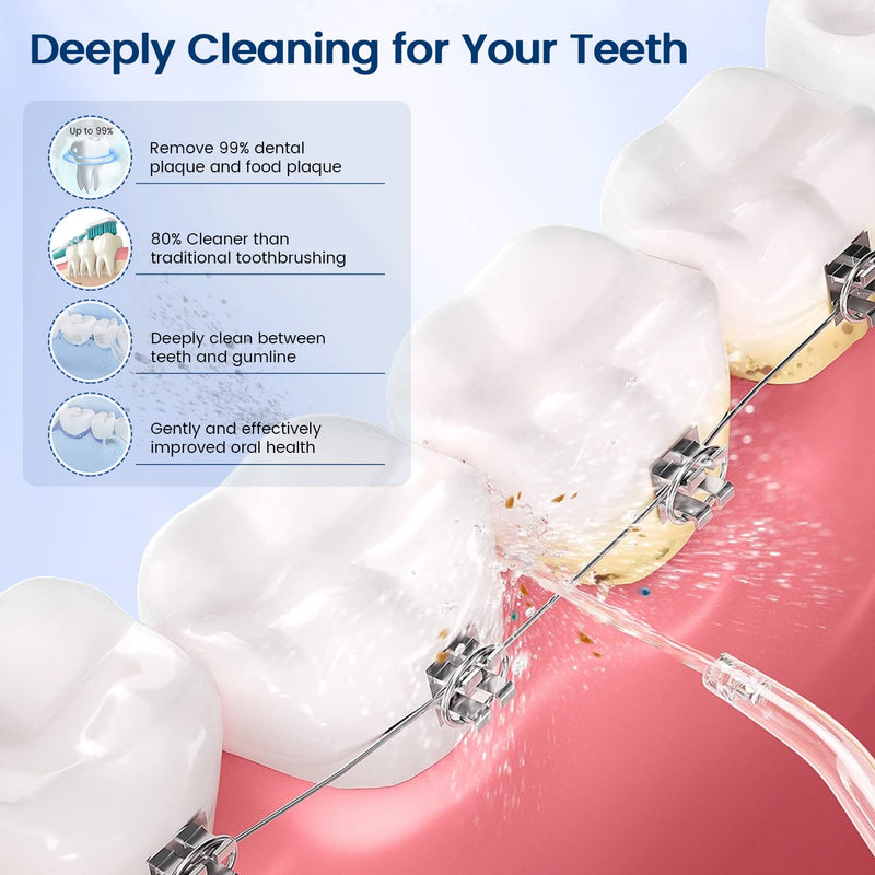 AUIEI Water Flosser for Teeth Cordless Oral Irrigator Portable Dental Teeth Cleaner 300ML 5 Modes Teeth Cleaner Picks USB Rechargeable & IPX7 Waterproof Plaque Removal Tool for Travel Home Use(White) White - BeesActive Australia