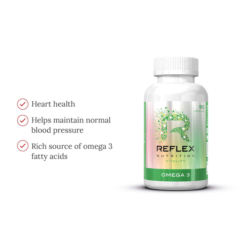Reflex Nutrition Omega 3 Supplement Capsules 1000mg of which 330mg is EPA and 220mg is DHA (90 Caps) - BeesActive Australia
