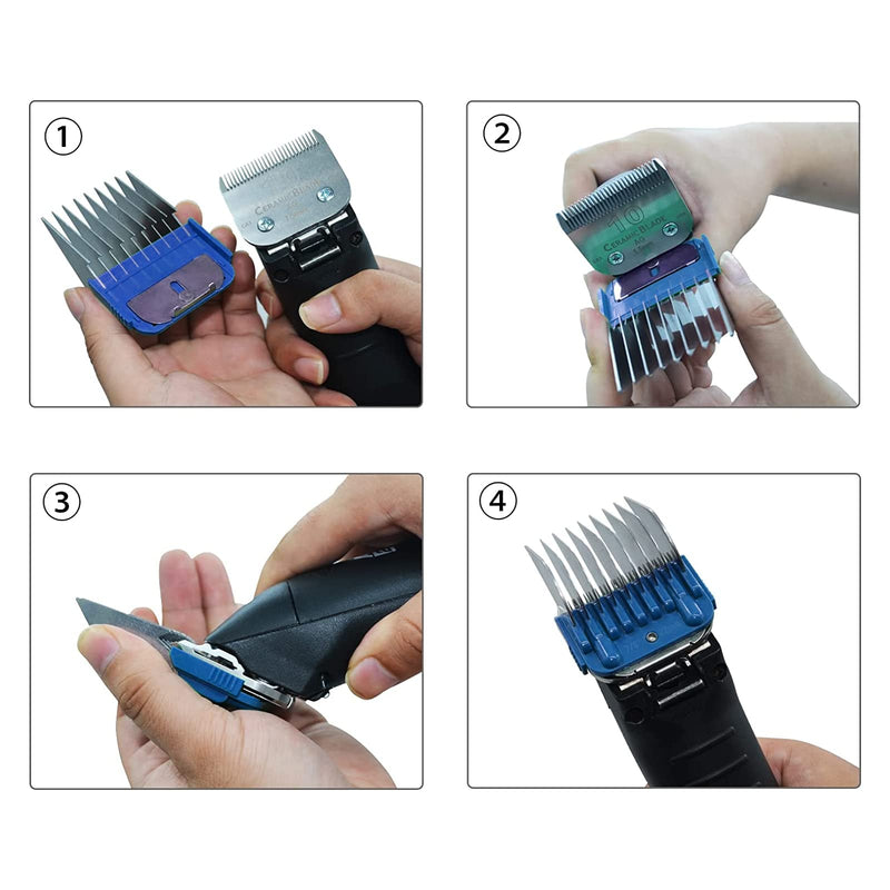 Professional Animal Stainless Steel 9 Color Guide Comb Set for Detachable Blade Pet, Dog, Cat, and Horse Clippers,Compatible with Andis, Oster A5, Wahl KM Series Clipper 5 PACK(3mm-16mm) - BeesActive Australia