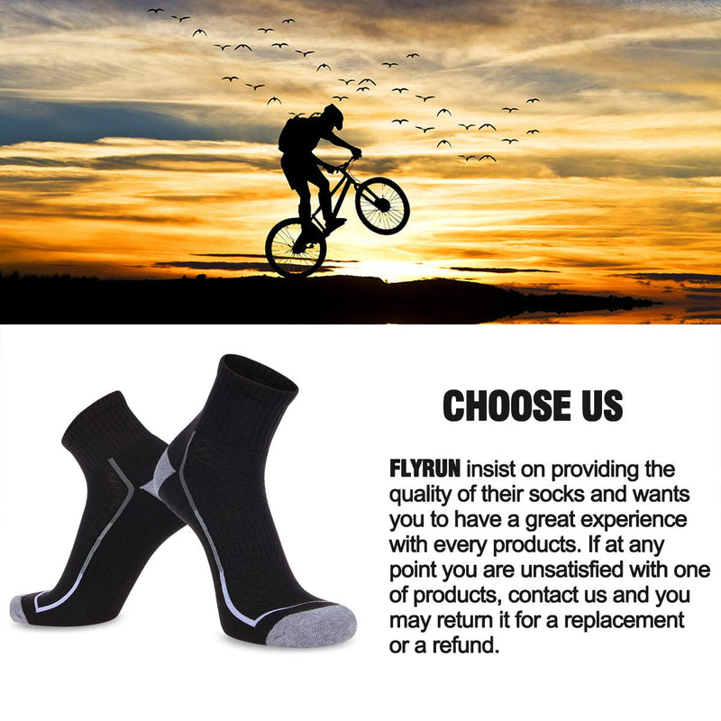 [AUSTRALIA] - FLYRUN Mens Athletic Ankle Socks Performance Breathable Sports Running Sock（6 Pairs） Black 6 Shoe Size: 7-12 