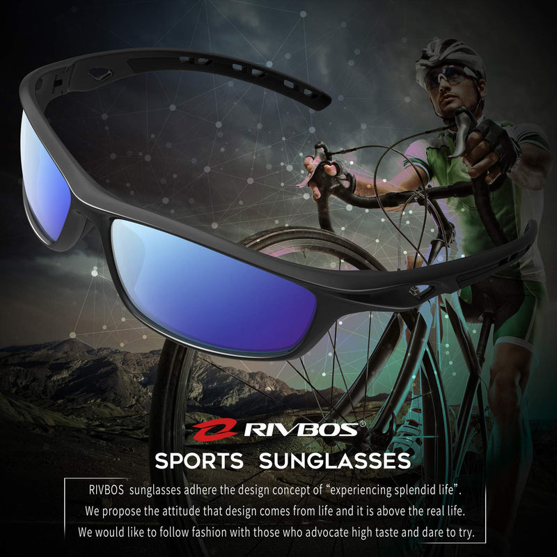 RIVBOS Polarized Sports Sunglasses for Women Men Driving Shades Cycling Running Rb833 833-black Ice Blue Lens - BeesActive Australia