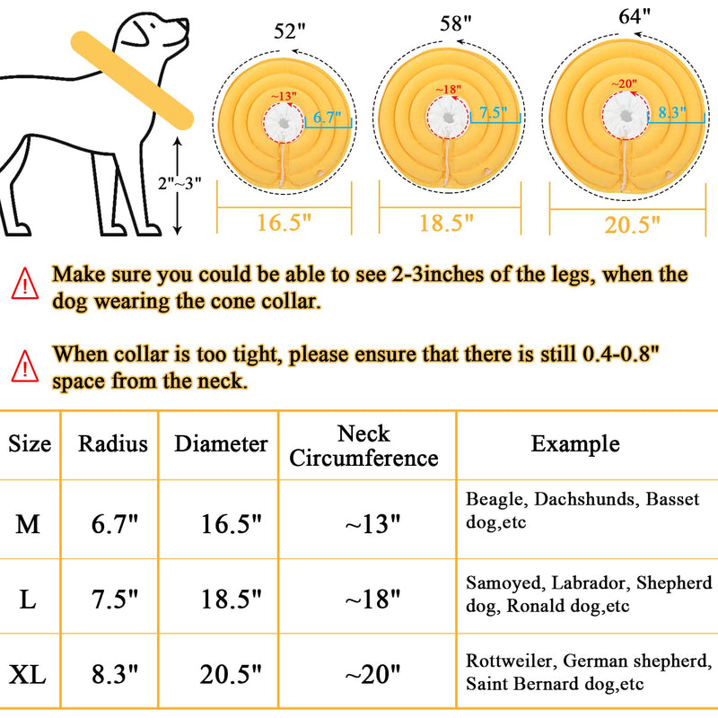 BABYLTRL Dog Cone Collar for After Surgery, Inflatable Pet Recovery Collar for Dogs and Cats, Soft Protective Recovery Cone to Prevent Pets from Touching Stitches, Wounds and Rashes (M, Yellow) - BeesActive Australia