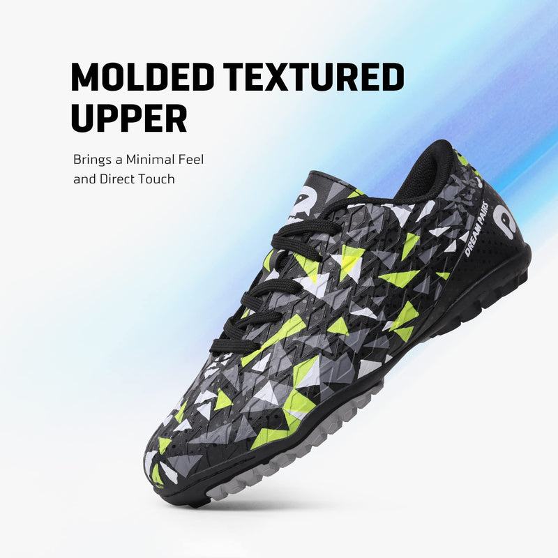 DREAM PAIRS Boys Girls Indoor Turf Soccer Shoes Lace Up Cleats(Toddler/Little Kid/Big Kid) 1 Little Kid Black/Neon/Green - BeesActive Australia